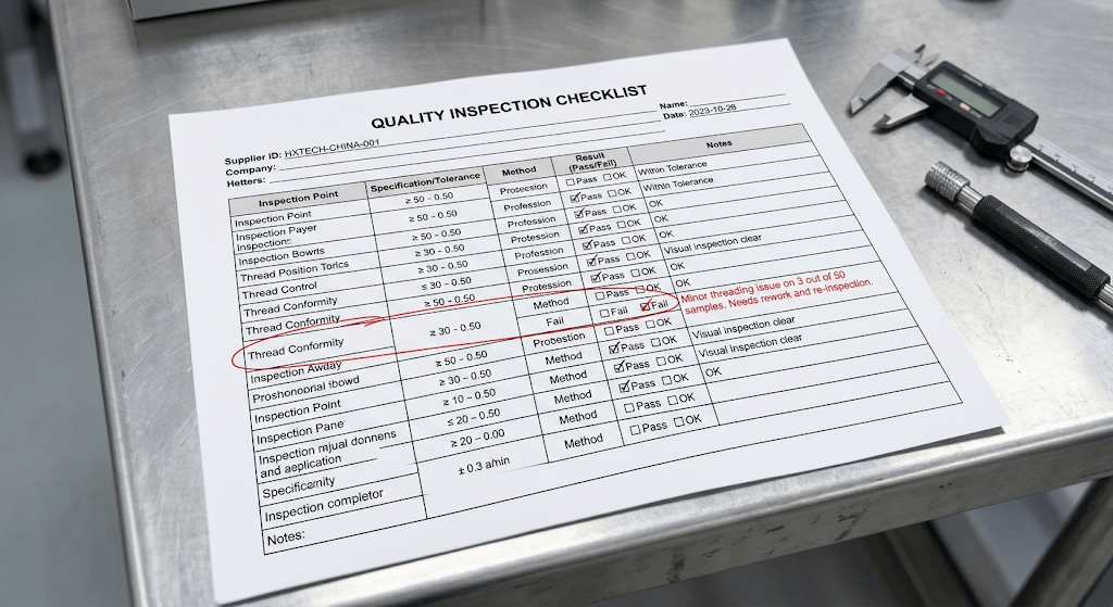 quality inspection checklist