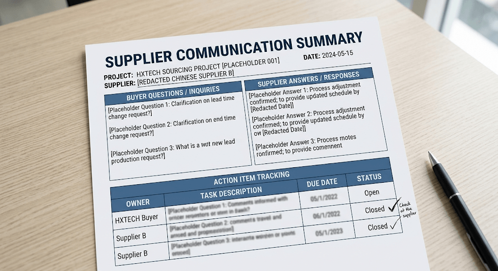supplier communication summary